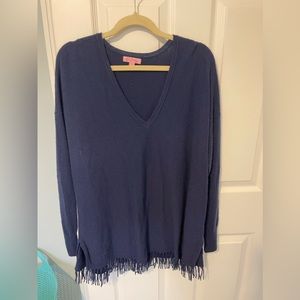 Navy Blue Lilly Pulitzer Sweater with fringe